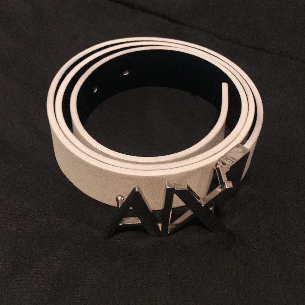 Giorgio Armani Cream Belt with Silver Buckle